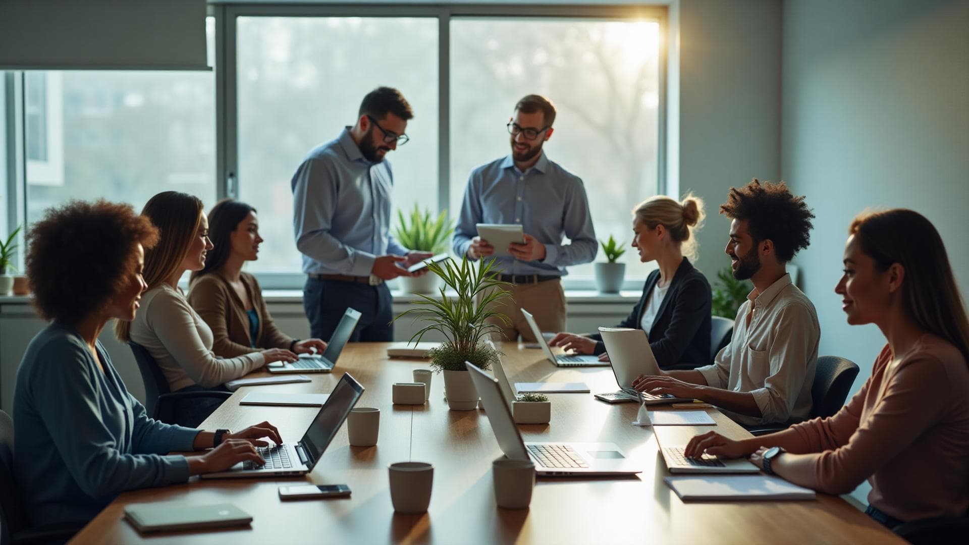 Professional team workspace